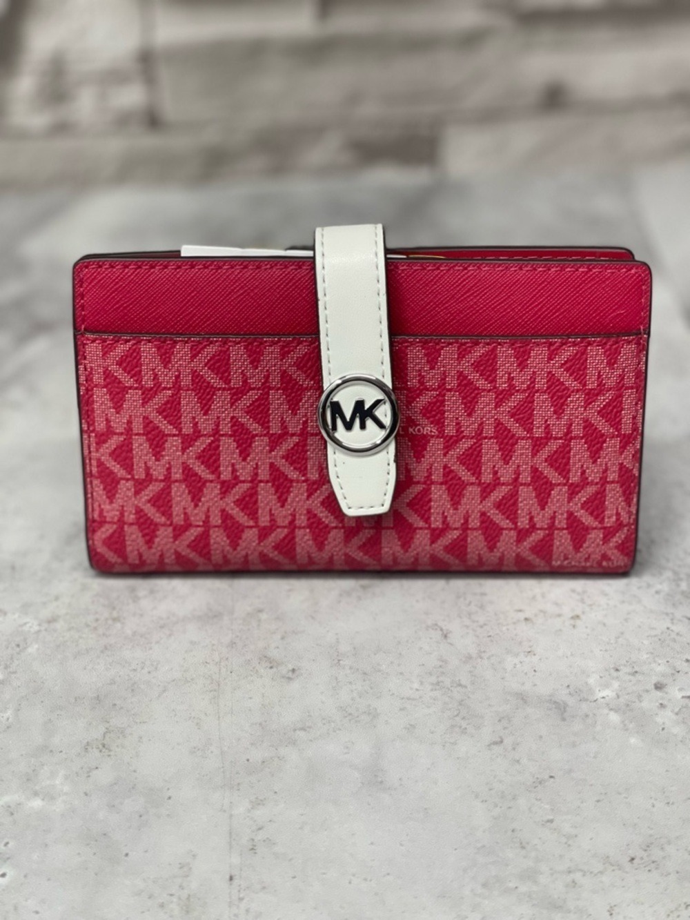 Michael Kors Marilyn Tote & Matching Wallet MK Logo Dark Raspberry - Picture 12 of 16